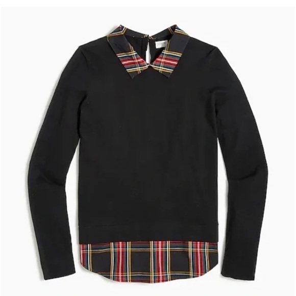 J. CREW Black Woven Plaid Sweater - Picture 1 of 11